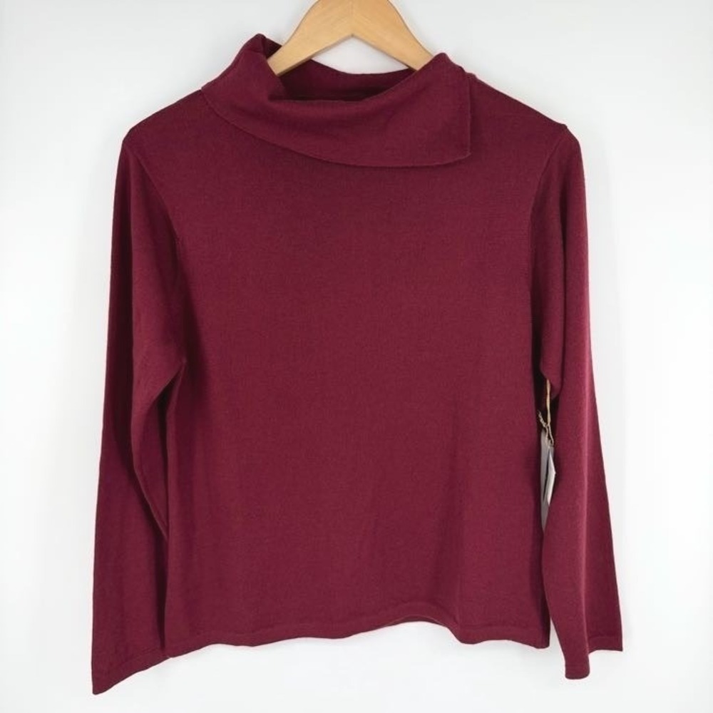 NEW Vintage Talbots 100% Merino Wool Cowl Neck Sweater Women's L Italy Burgundy